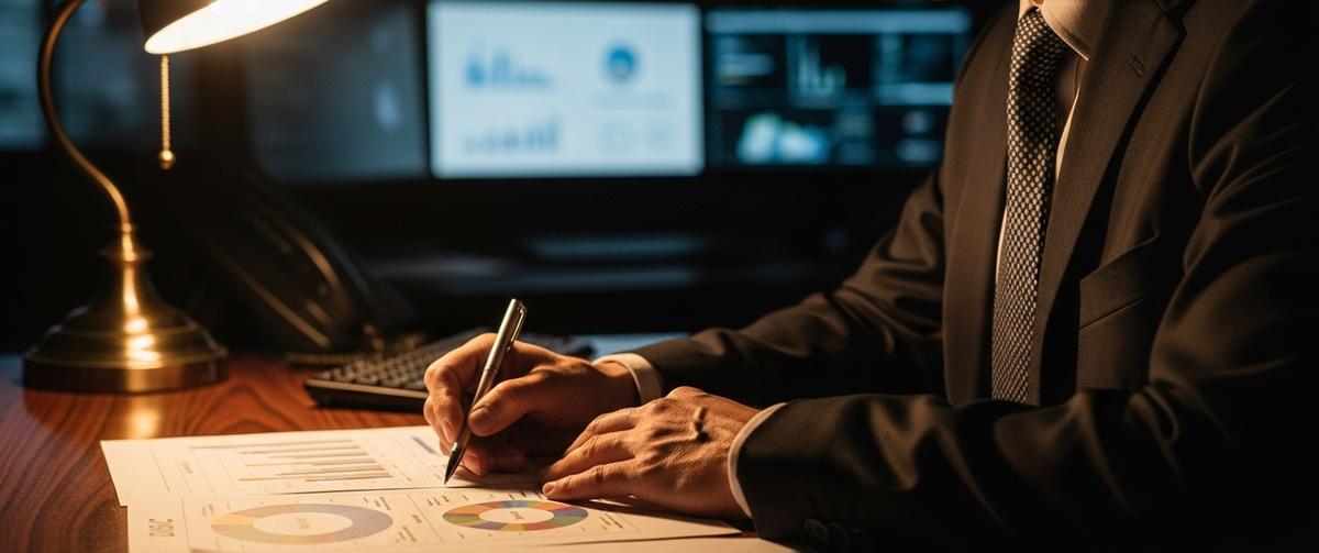 Profesional concentrado analizando gráficos del Test Cleaver en un escritorio, conectando puntos entre diferentes perfiles DISC para transformar datos complejos en decisiones estratégicas.